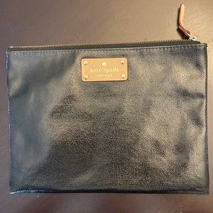 Kate Spade Black Shiny Clutch or Makeup Cosmetic Bag